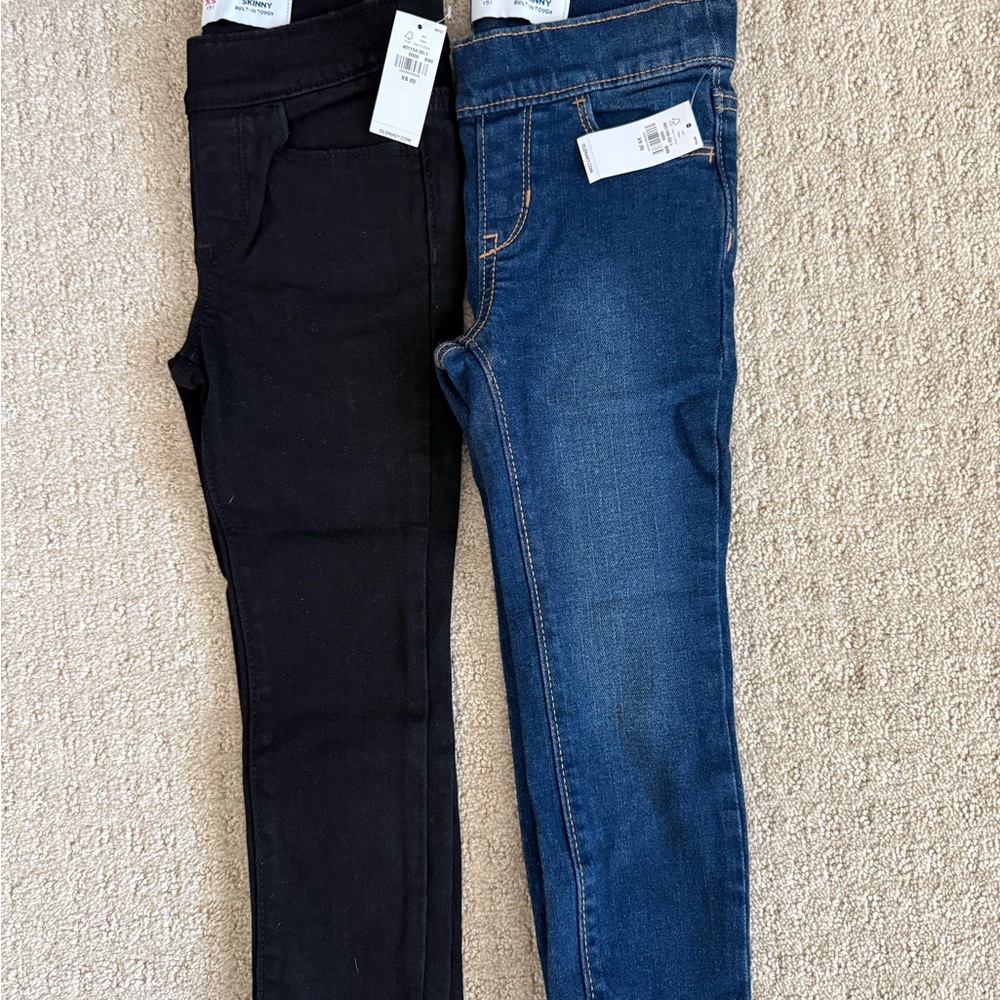 Girls XS size 5 Black and Blue skinny Jeans